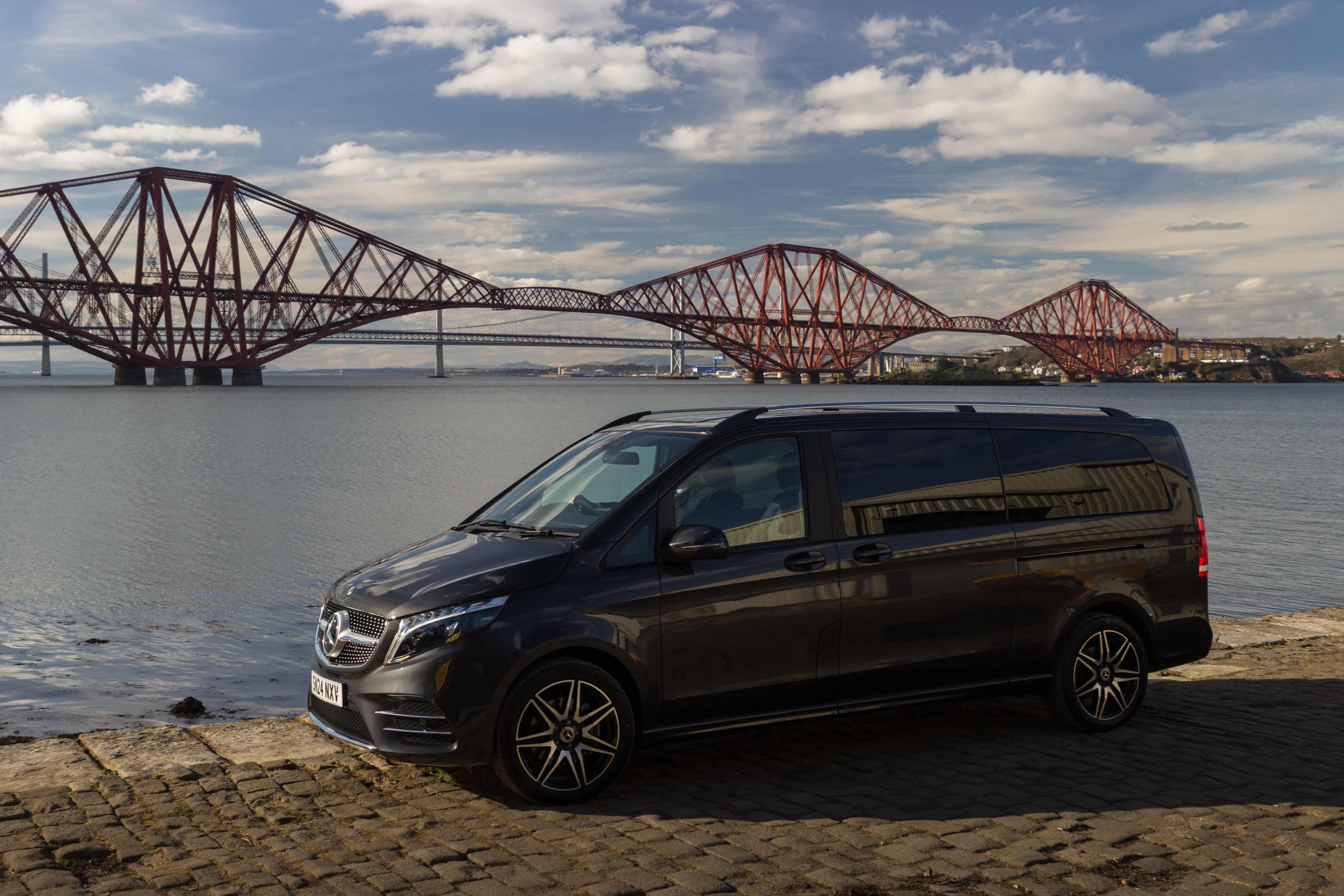 Timberbush Executive car in front of the Firth of Forth